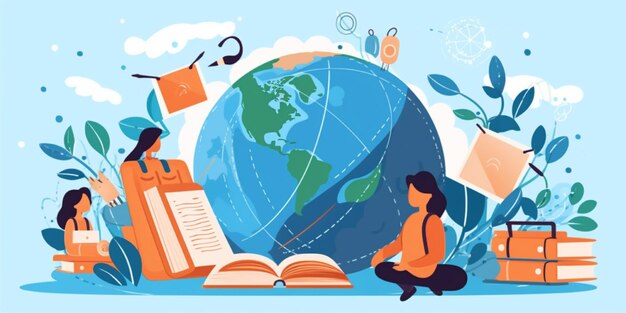 achtergrondillustratie van de internationale dag voor onderwijs en geletterdheid