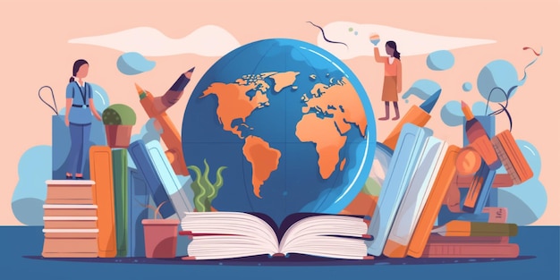 achtergrondillustratie van de internationale dag voor onderwijs en geletterdheid