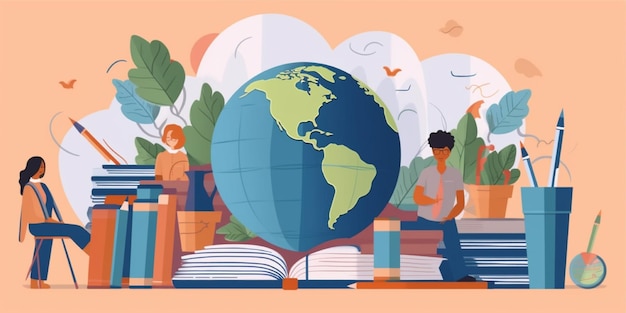 achtergrondillustratie van de internationale dag voor onderwijs en geletterdheid