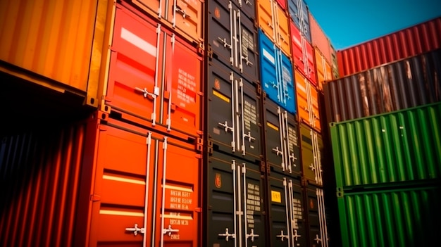 Achtergrondlading in containers vrachtschepen voor import-exportbedrijf Generatieve AI