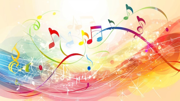 Achtergrondmuziek met kleurrijk concept abstracte muziek met notatie