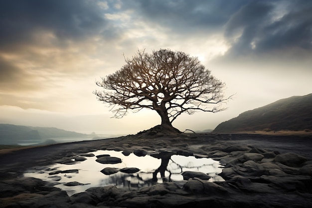 Achtergrondpapier met een foto van een natuurlijk boomlandschap