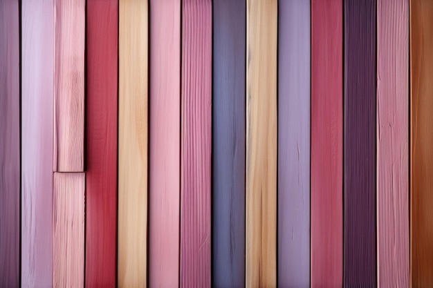 Foto achtergrondtextuur van een houten muur met verticale strepen in roze en paarse generatieve ia