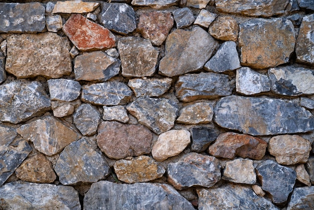 Achtergrondtextuur van een metselwand van natuurlijke veelkleurige stenen