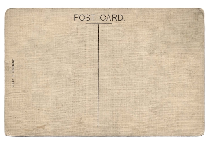 Foto achterkant van vintage leeg briefkaart