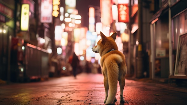 achterzijde van een shibainu die in Shibuya Tokyo loopt