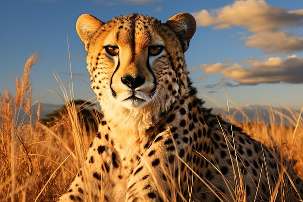 Acinonyx jubatus the Cheetah in a grassy expanse Generative AI