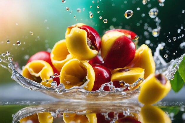 Foto ackee water schotel gekleurde natuurlijke achtergrond