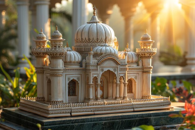 The acourt mosque of miniature clay sculpture professional photography