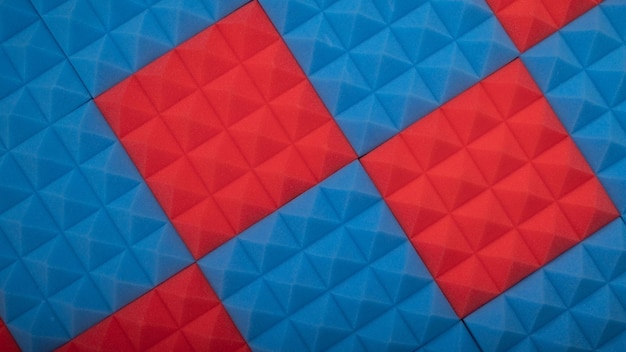 Acoustic foam panel background with red and blue lighting Music background