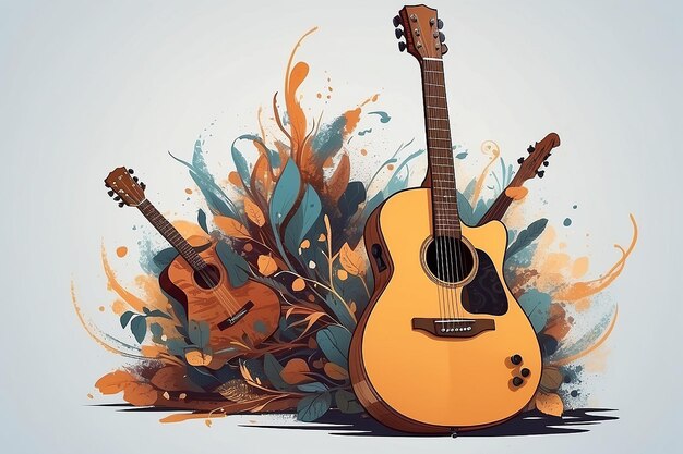 Acoustic gitaar concept illustratie