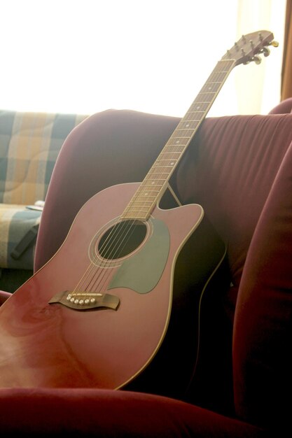 Acoustic guitar close up