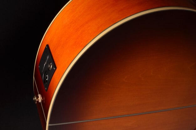 Acoustic guitar elements close up