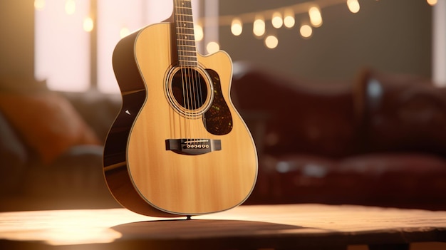 acoustic guitar HD 8K wallpaper Stock Photographic Image