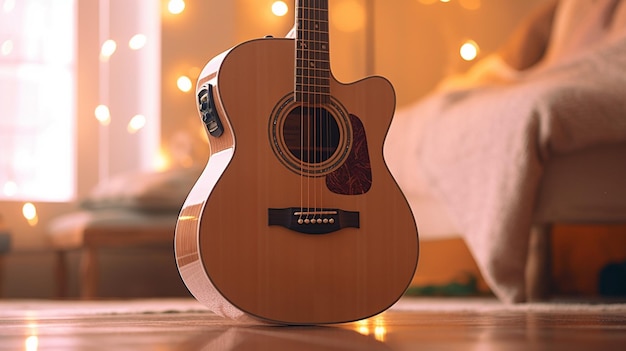 acoustic guitar HD 8K wallpaper Stock Photographic Image