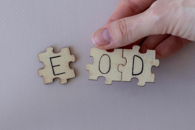 The acronym EOD which stands for End Of Day The letters written on the puzzles