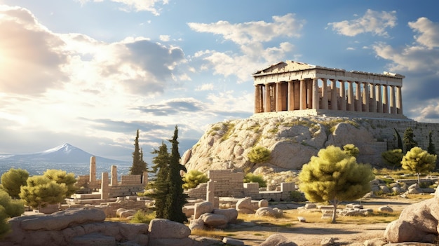 The acropolis athens greece ancient ruins iconic parthenon Created with Generative AI technology