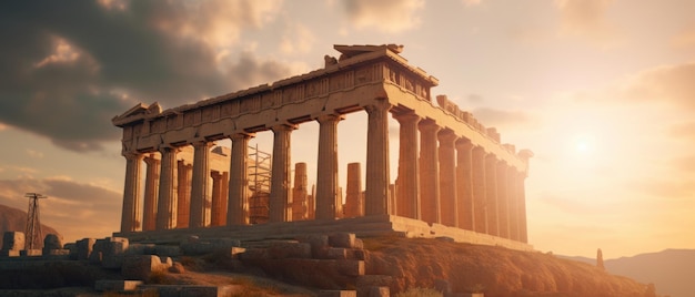 Acropolis en het Parthenon in Griekenland Generatieve AI