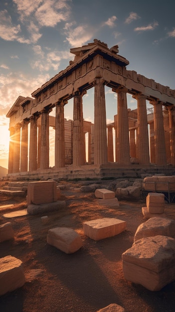 Acropolis en het Parthenon in Griekenland Generatieve AI