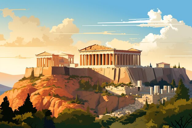 Foto acropolis hill het hart van athene en het majestueuze parthenon