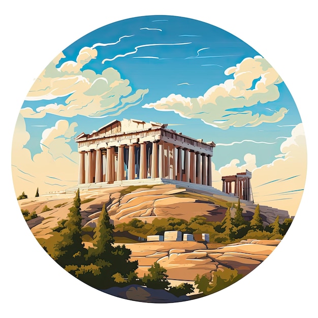 Векторная иллюстрация иконы Акрополя на белом фоне