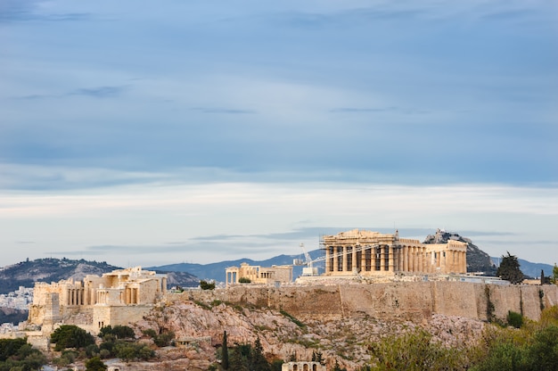 Acropolis in rays of sunset