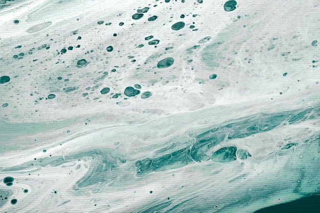 Acryl Fluid Art Turquoise golven en schuimige bubbels stromen op canvas Digitaal decor Abstracte achtergrond of textuur