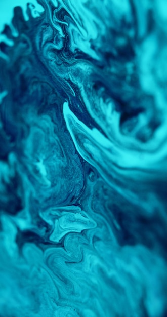 Foto acryl vloeibare verf vloeistof druppel defocused blauwe kleur emulsie stofdeeltjes inkt swirl textuur