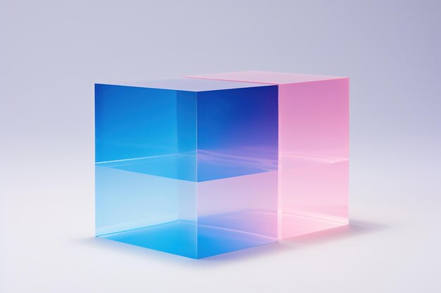 Photo acrylic blocks in pink and blue colors generative ai