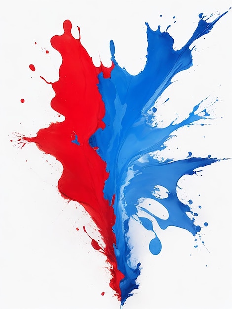 Acrylic blue and red colors in water Ink blot Abstract white background