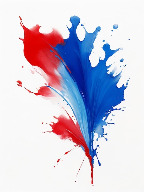 Foto acrilico colori blu e rosso in acqua ink blot sfondo bianco astratto