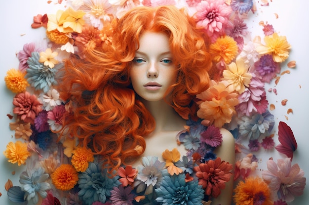 Acrylic Colors Photo Effect of a beautiful redhaired young woman
