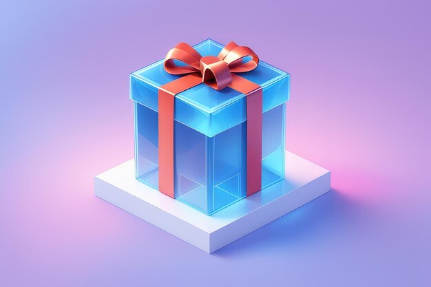 An acrylic gift box on a gradient background