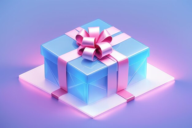 An acrylic gift box on a gradient background