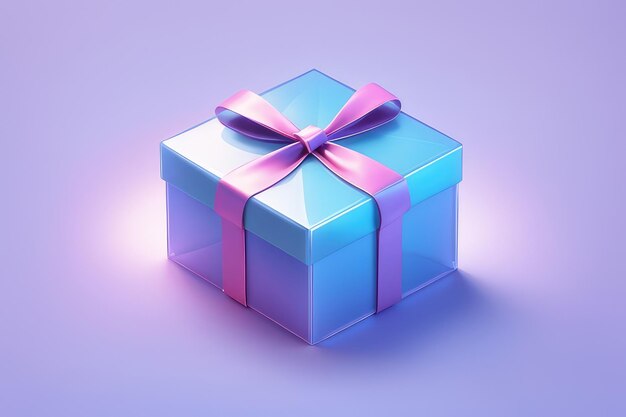 An acrylic gift box on a gradient background