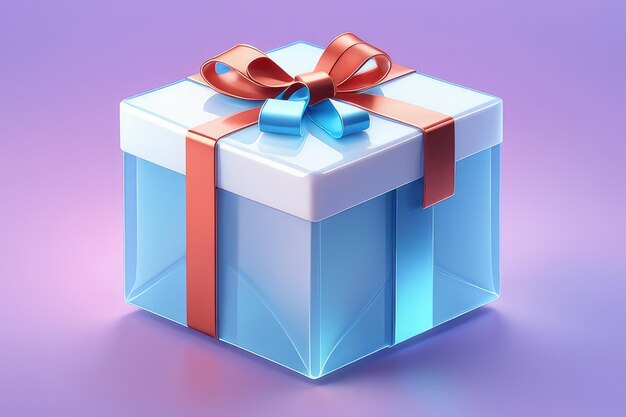 An acrylic gift box on a gradient background