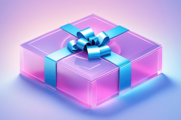 An acrylic gift box on a gradient background