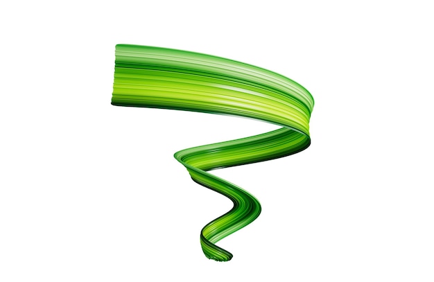 Foto illustrazione 3d del gradiente a spirale del tratto del pennello di vernice verde acrilica