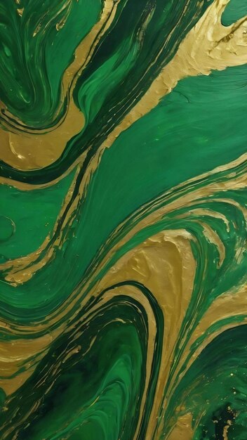 Photo acrylic paint modern green and gold abstract painting modern contemporary art wallpaper marble luxur