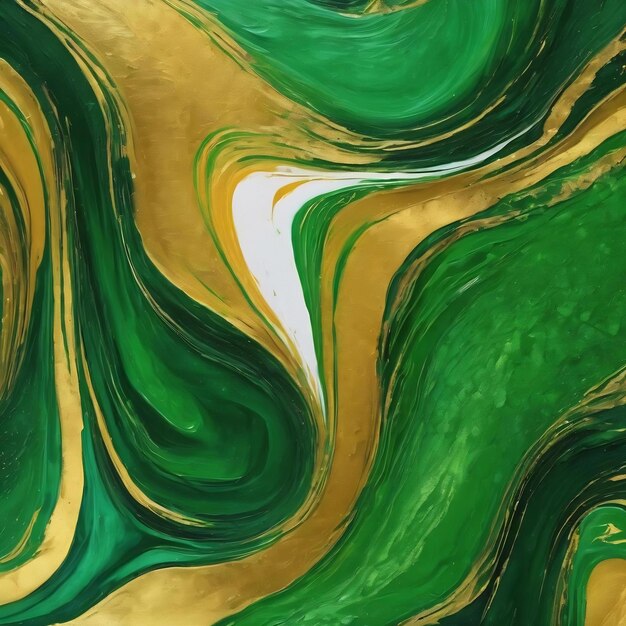 Photo acrylic paint modern green and gold abstract painting modern contemporary art wallpaper marble luxur