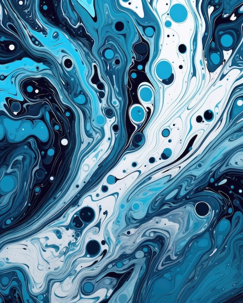 acrylic pouring pattern blue and white colors