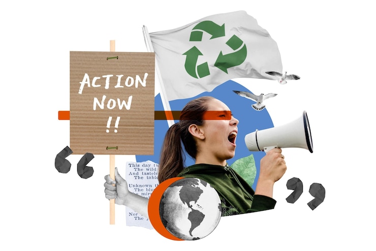 Foto actie nu png milieu activisme collage kunst transparante achtergrond