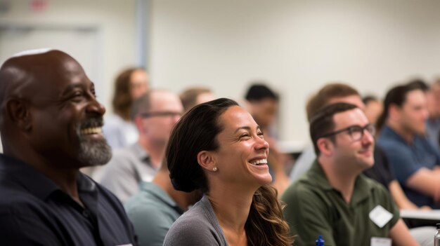 Foto actief leren diverse werknemers in een professionele werkplaats