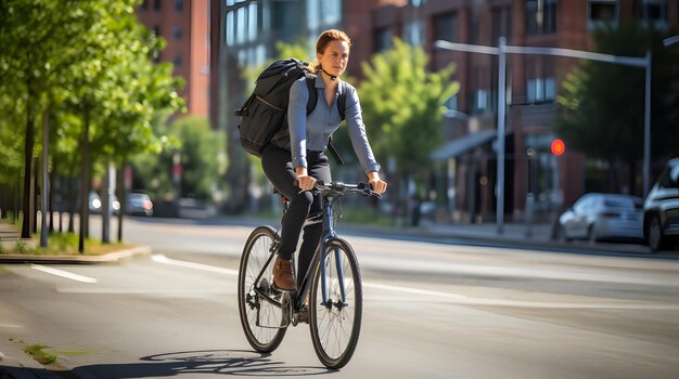 Foto actief pendelen op de fiets naar het werk