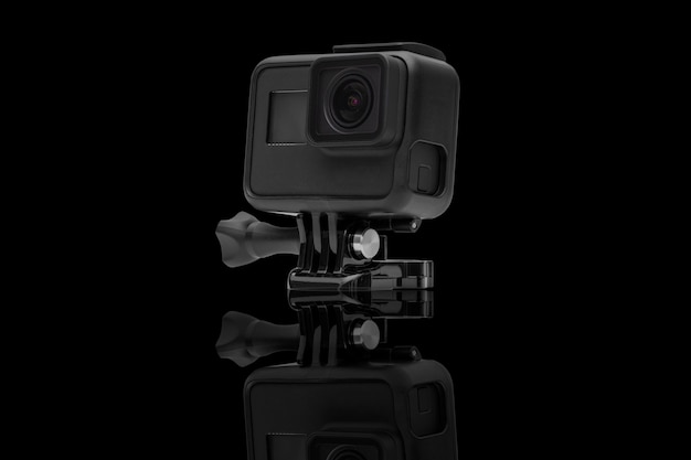 Action camera isolated on black