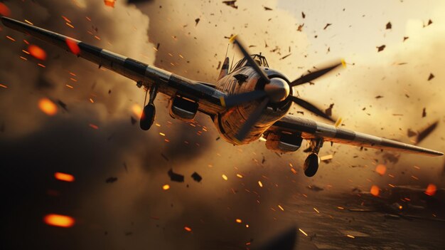 Action scene of fighter planes generative ai