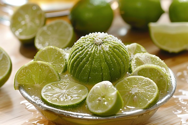 Action shot of a lime being squeezed into tequila