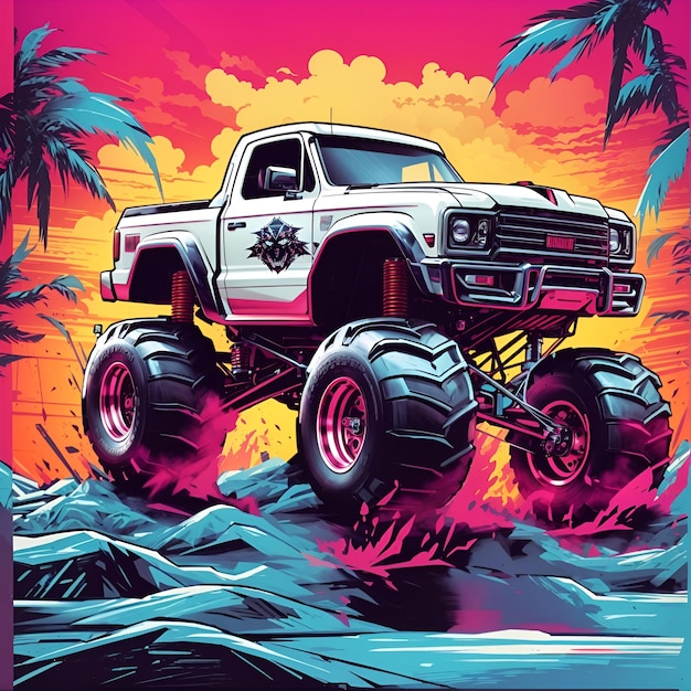 Photo actionpacked monster truck illustration ai generated