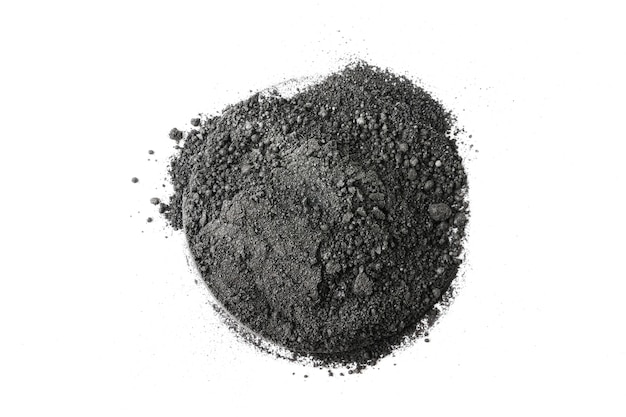 Activated charcoal powder on white background