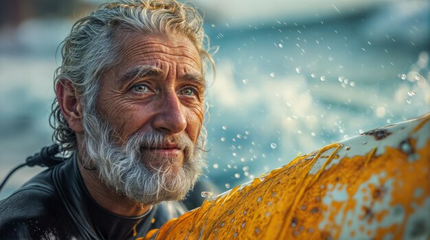 Active Aging Elderly Couples Thrive in Beach Environment Eager for Surfing Fun